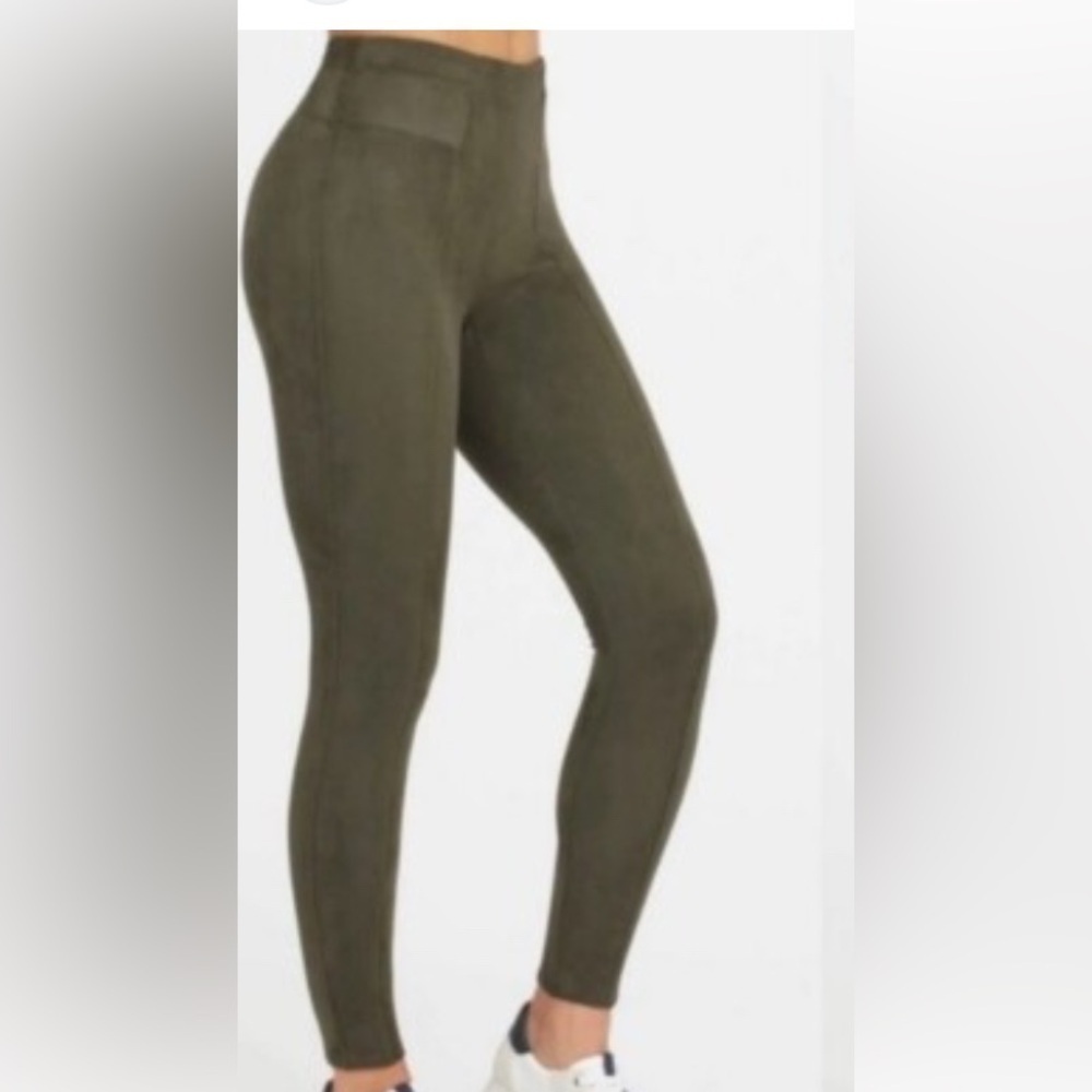 Spanx Faux Suede Olive Army Green size Lp